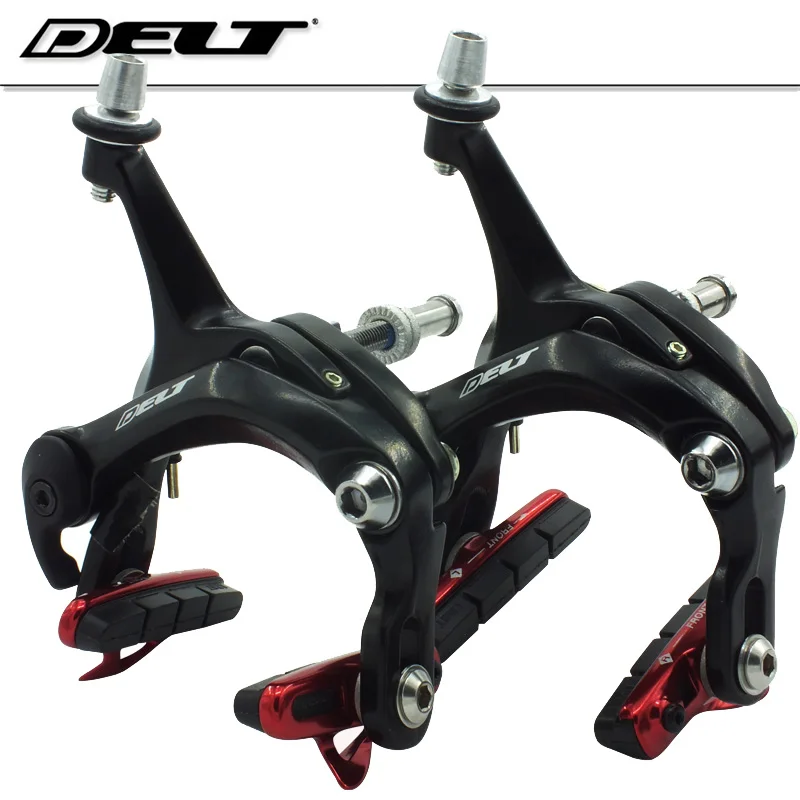 Red CNC shoe Bicycle side pull brake road bike brake C caliper dual bearing arm length 47 62mm