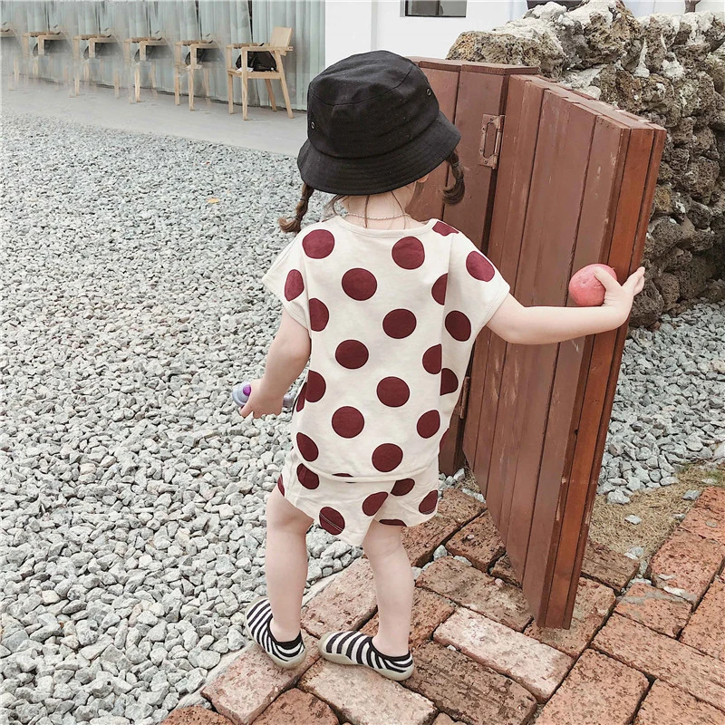 Roupas da Menina Camiseta + Calças Humor Urso Terno Verão Casual Nova Dot Algodão 2 Pçs Conjunto Bodysuit Crianças Bebê Meninas Roupas 24 Mamãe e Bebê