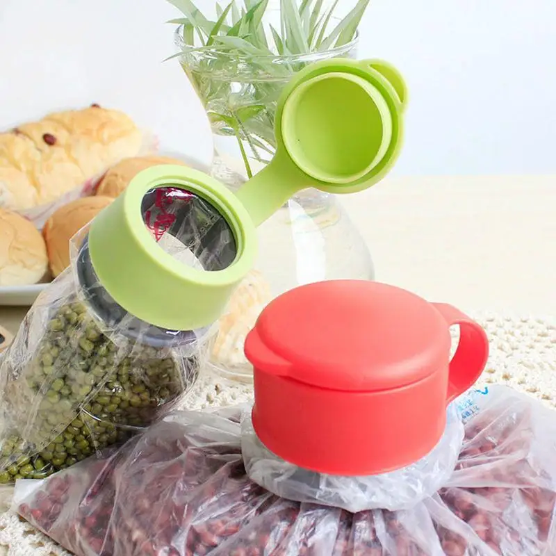 

S/M Hot Plastic Orange Food Kitchen Storage Preserve Sealing Bag Cap Househould Universal Bag Cover
