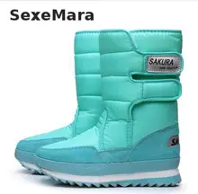 New Thick Scottish Tartan thickening thermal Tube Snow Boots outdoor Women Winter Boots Waterproof Heel Snow