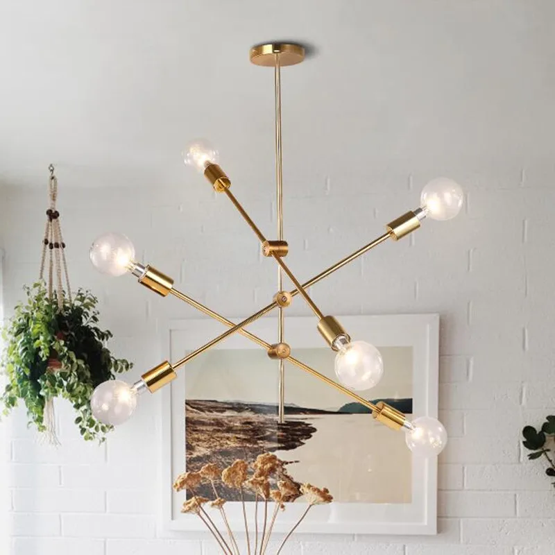 

6 E27 Heads Nordic Modern Art Living BedRoom Hanging Lamp Cafe Fashion LED Chandelier Lighting Home Deco Light Fixtures
