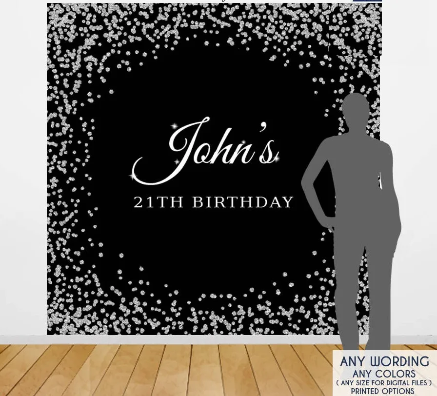 

custom 21st birthday black and silver polka dot photo backdrop High quality Computer print party background