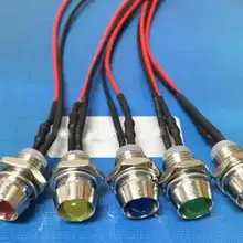 12 V с металлической светодиодный держатель F5 5 мм белый красного, зеленого, синего, желтого, оранжевого, RGB Светодиодный светильник с 20 см провода x 100 шт