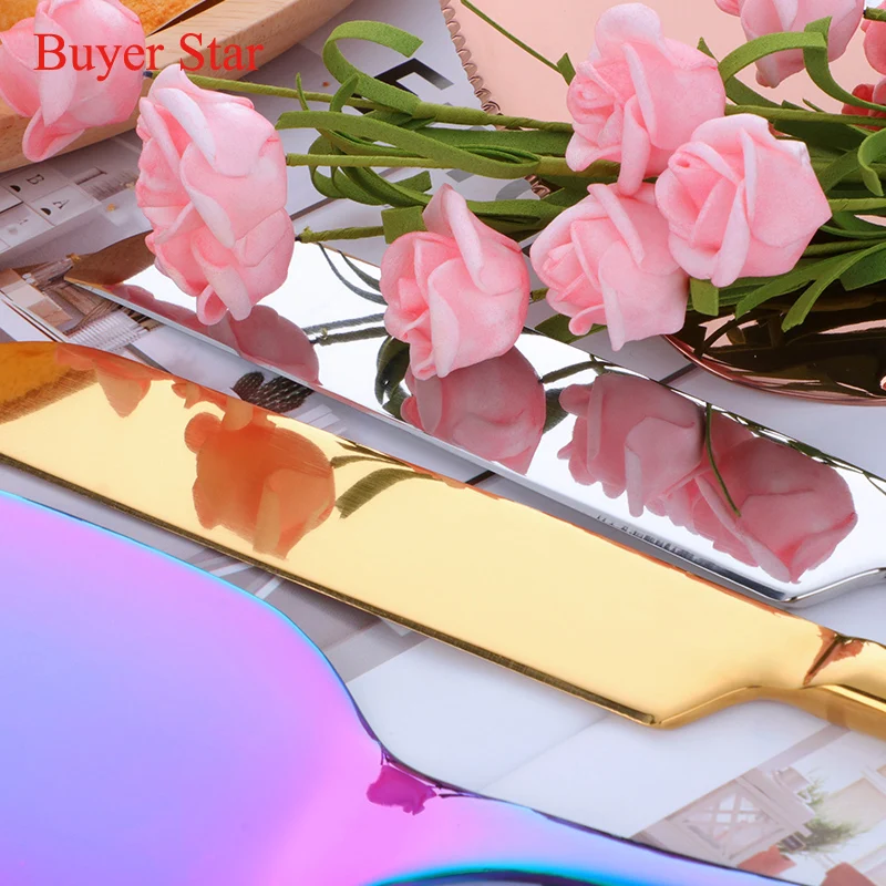 1Pc Gold/Rose Gold Stainless Steel Cake Shovel Knife Pie Pizza Cheese Server Cake Divider knives Baking Tools New 30cm