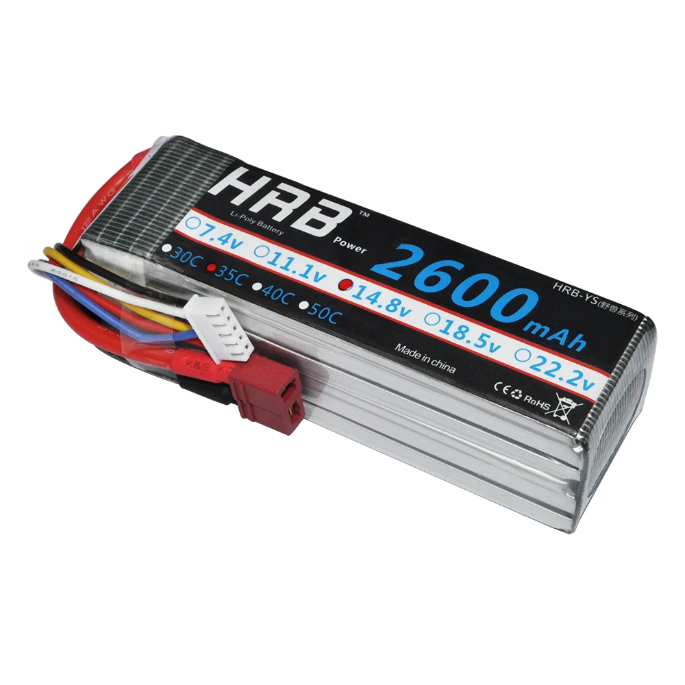 

HRB RC Lipo 4S FPV Racing Battery 14.8V 2600mAh 35C 70C RC Battery Drone AKKU For RC Helicopters Quadcopter Cars Boat UAV