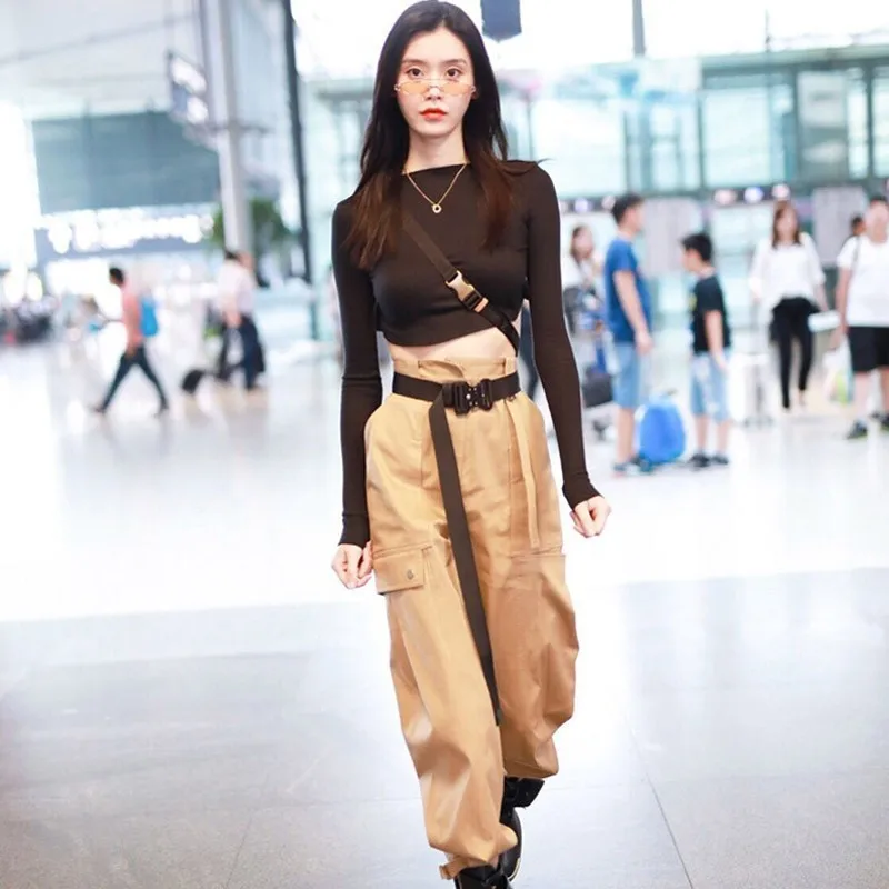 Casual Hip Hop Pants Capri Leggings Jogger Women Military Khaki Cargo Pants Female Loose Trouser Cotton Harem Pants High Waist Casual Hip Hop Pants Capri Leggings Jogger Women Military Khaki Cargo Pants Female Loose Trouser Cotton Harem Pants High Waist