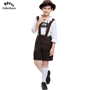 

Kids Boy German Bavarian Lederhosen Outfit Oktoberfest Clothing Peasant Costume Overalls Hat Suit For Teen Child Halloween 4-12T
