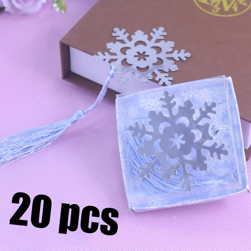 

20PCS Snowflake Bookmark Favor Boda First Communion Gift Baby Shower Recuerdos Para Bautizo Wedding Favors and Gifts For Guest