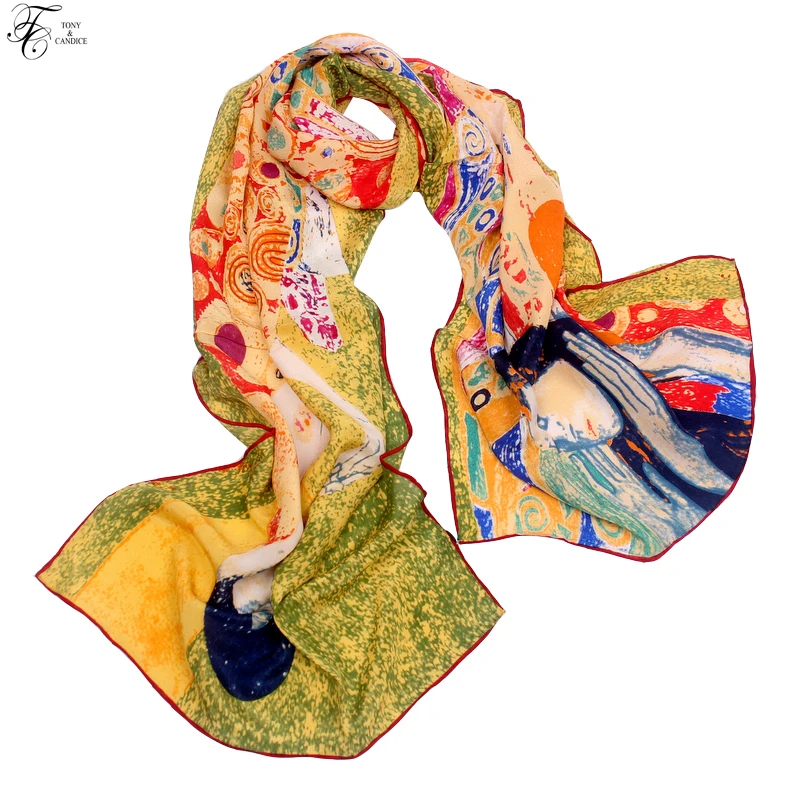 

New Arrival Women's Scarf Silk Scarves Shawl Luxurious Charmeuse Art Collection Long Scarf Shawl with Hand Rolled Edge160*40cm
