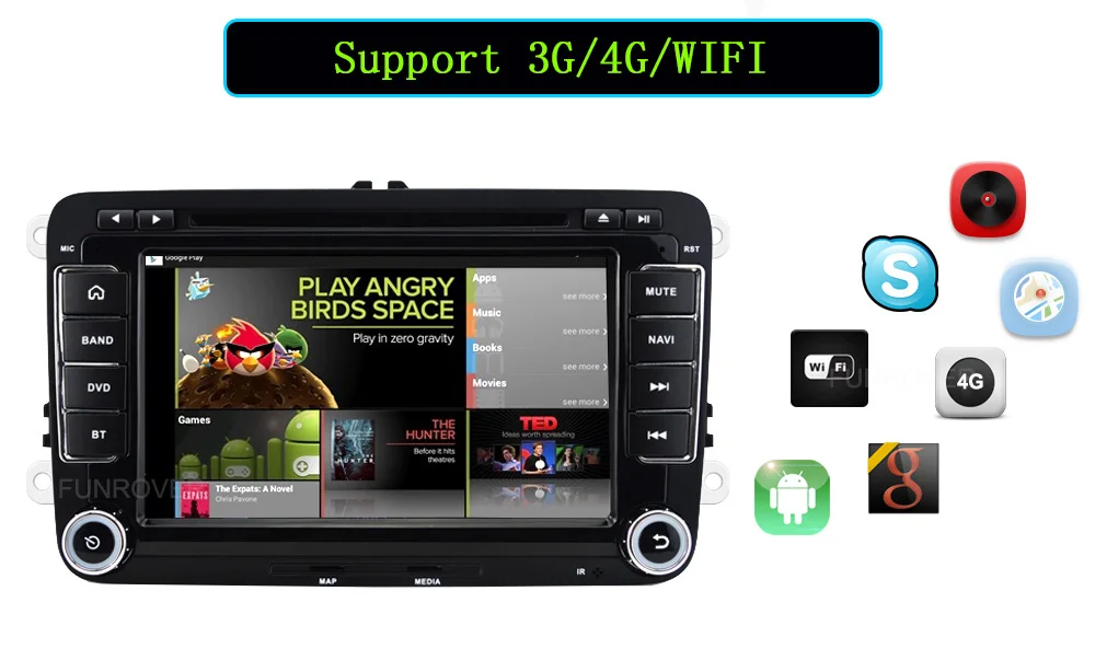 Top Quad Core 7 inch 1024*600 Android 6.0  Car DVD GPS Radio for VW Golf 5 6 Polo Passat Jetta Tiguan Touran Skoda Octavia Seat Wifi 9