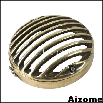 

Motorcycle 5.75" Headlight Protection Guard Brass Headlamp Grill For Harley Sportster XL883 XL1200 04-14 Touring Trike 09-Up
