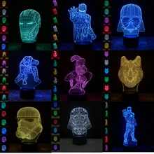 Светится в темноте игрушки супер герой маска 3D светильник Звездные войны настольная сенсорная Usb зарядка 7 цветов Luminaria подарок на Рождество, Хэллоуин