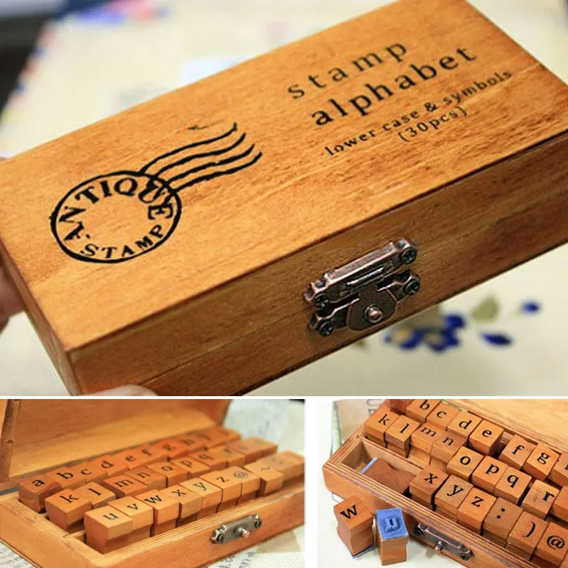 creative 30pcs bag romantic capital letter stamp retro vintage letter stamp sets