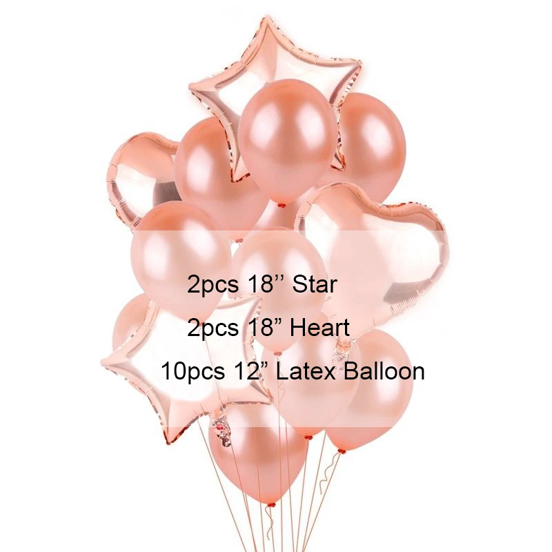 Rose Gold Star Heart Inflatable Foil Balloon Sets Helium Confetti Birthday Bouquet Wedding Party Love Decor Globos Kid Toys | Дом и сад