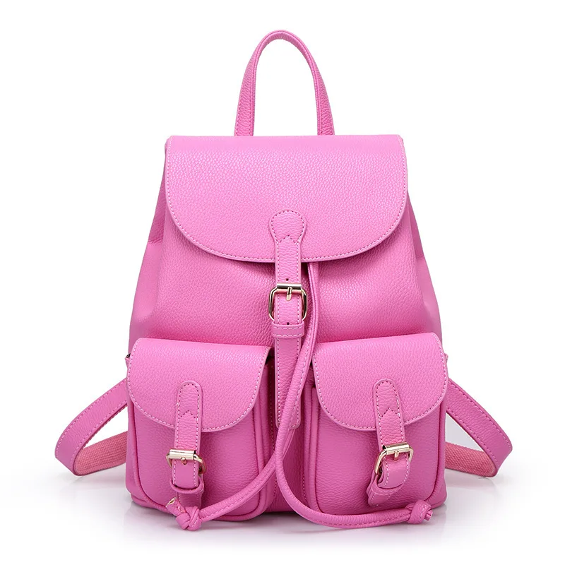 2015 Fashion Red Leather Genuine Women Backpack Female School Brands Swissgear Cute Book Bags ...