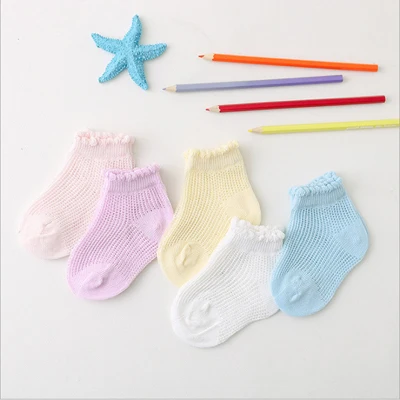 Тонкие носки для мальчиков и девочек, 5 пар весенне-летние хлопковые носки в сеточку для малышей Детские повседневные короткие дышащие носки-башмачки Новинка года, От 0 до 6 лет - Цвет: MH04