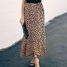Леопардовый принт, для путешествий, шоппинга, лето, тонкая, повседневная, на шнурке, Пляжная, мягкая, повседневная, полиэстер, сексуальная, высокая талия, Женская юбка