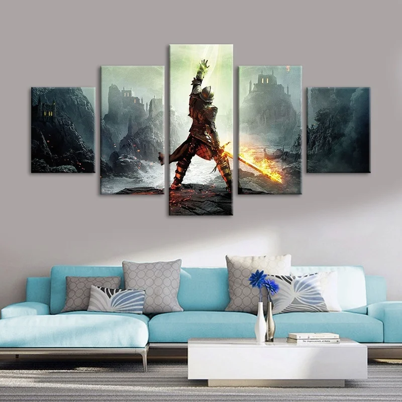 5 Pieces Modern Canvas Print Video Poster Dragon Age Modern Canvas Print Video Poster