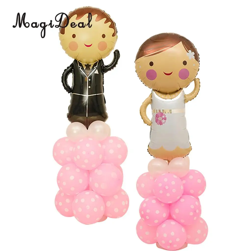 44pcs Bride Groom Balloon Column Base Stand and Pole Set Wedding Engagement Party Decor Photo Prop