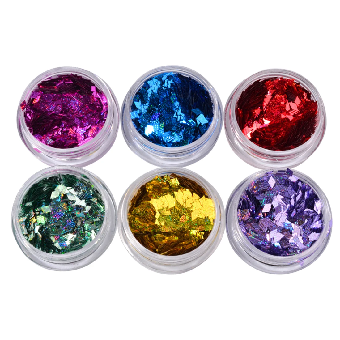 Laser Strips Rhombus Nail Sequins 6 Boxes A Set Multi Color Nail Art 