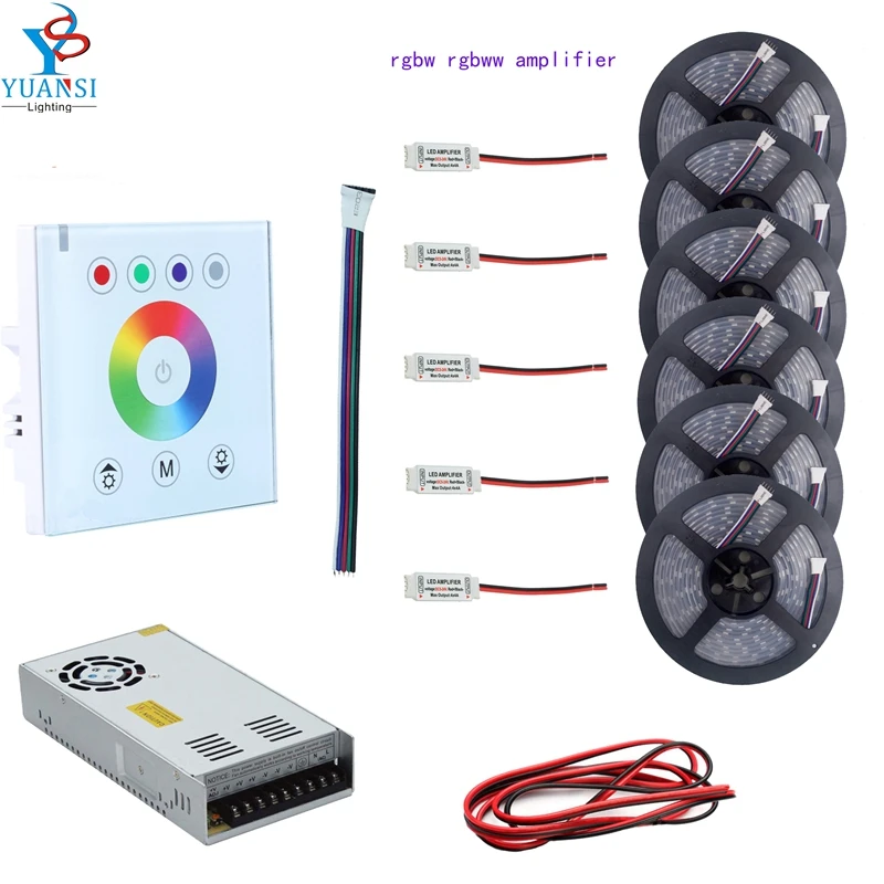 

5m~30m 5050 rgbw rgbww(4 in 1)led strip light+white rgbw touch panel led controller+rgbw led amplifier+12v led adapter