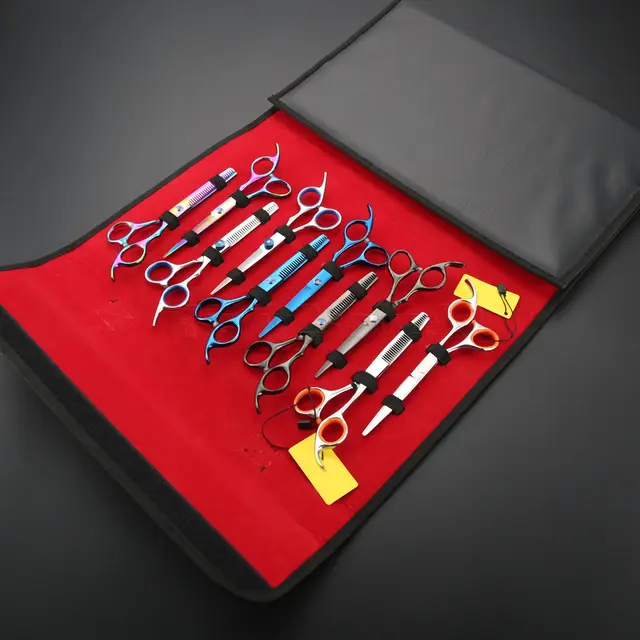 Professional Scissors Carrying Case Black PU Leather Hair Scissors Bags