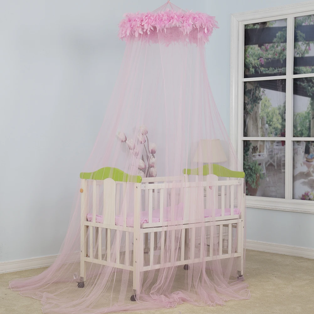 Pink Fur Baby Canopy Dome Bedding Princess Crib Mosquito Net Kids Baby Bed Canopy Tent Curtain Girls Room Decoration Canopy Baby