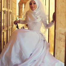 2017 Middle East Wedding Dress Long Sleeve Bridal Dresses With HiJab Wedding Gowns vestido de noiva Custom Made Free Shipping