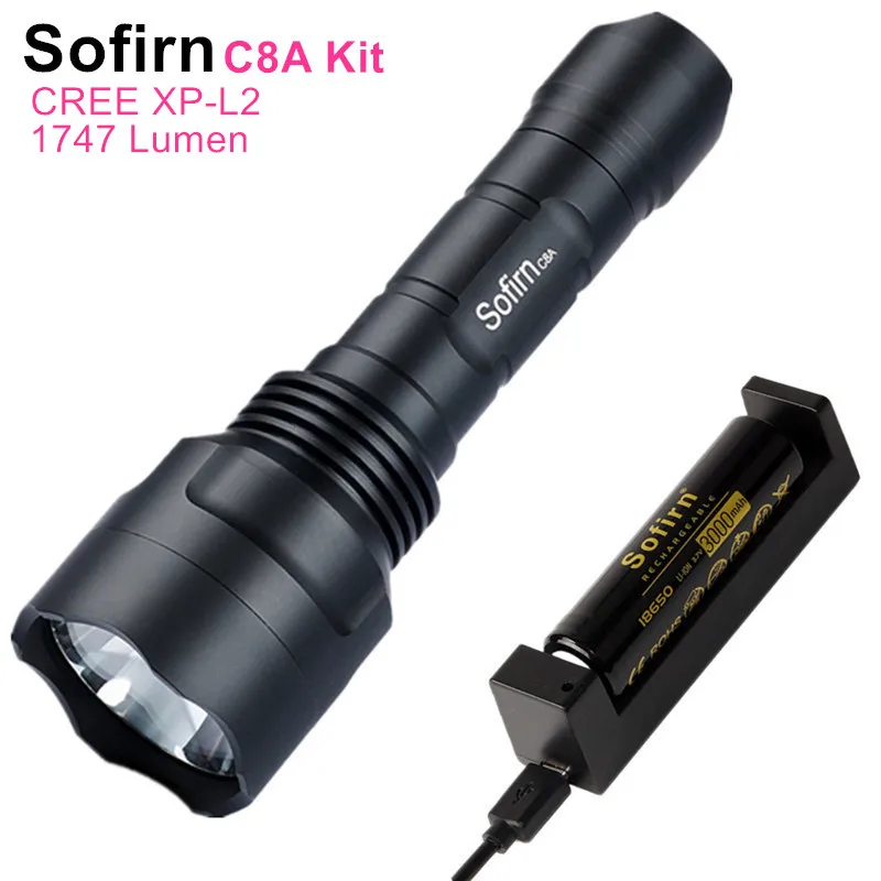 Sofirn C8A комплект высокомощный светодиодный фонарик 18650 Cree XPL2 1750lm ультра яркий портативный тактический фонарь с 2 блоками
