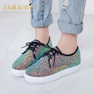 SaraIris Women's Glitter Upper Lace Up Casual Sneakers Woman Round Toe Comfortable Vulcanize Shoes SaraIris Women's Glitter Upper Lace Up Casual Sneakers Woman Round Toe Comfortable Vulcanize Shoes
