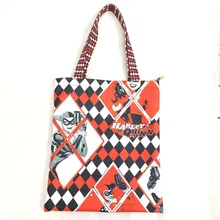 Горячая аниме «Харли Квинн» сумка-шоппер холст Для женщин Tote Многоразовые Мешки Покупателя торба na zakupy Организатор молния Сумочка для подростков