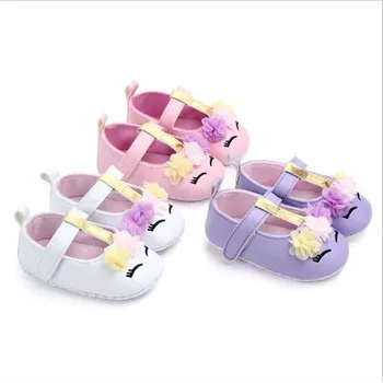 

Lovely Flower Baby Shoes Newborn Soft Sole First Walkers Infants Girls PU Shoes