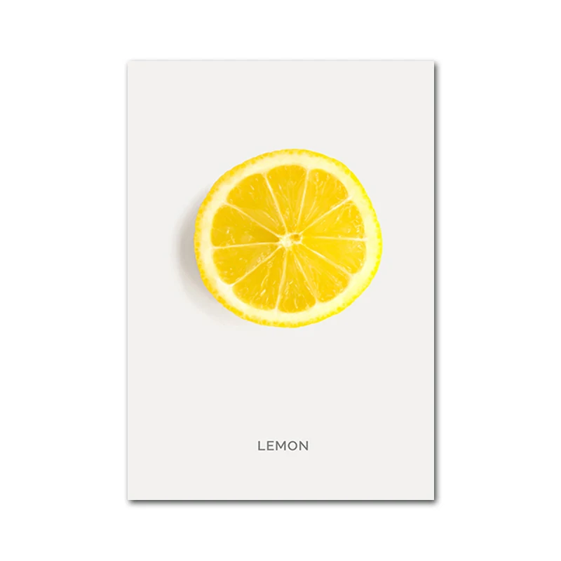 Lemon 2 16 картины фруктов авокадо ананас Клубника киви плакаты детская столовая гостиная принты Скандинавская Живопись Искусство домашний декор - Цвет: Lemon 2