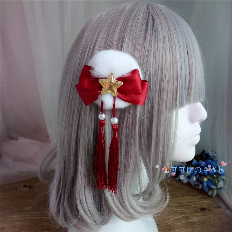 Лолита винно-красная заколка обруч для волос головной убор Звезда ...