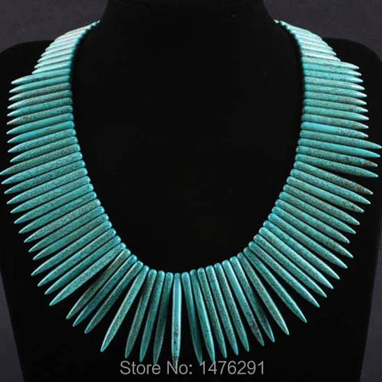 

20-50MM Green Howlite Stone Pin Beads Necklace 19"L