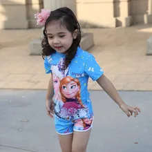 DROZENO/комплект из двух предметов; купальный костюм для маленьких девочек; купальный костюм Эльзы, Анны, Софии; Детский комплект бикини; детский купальный костюм с героями мультфильмов