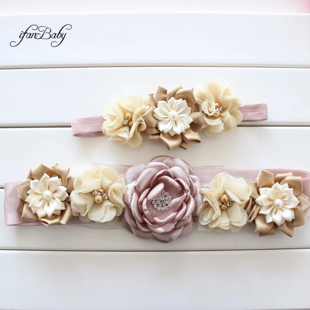 

Fashion flower Belt with headband ,Wedding Sashes Girl Woman Sash Belt