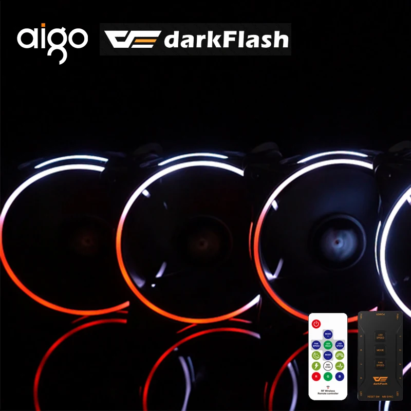 Aigo MR12 120 мм rgb чехол Вентилятор охлаждения кулер Синхронизация с ASUS беспроводной контроллер ПК Вентилятор охлаждения двойное кольцо бесшумный пульт дистанционного управления