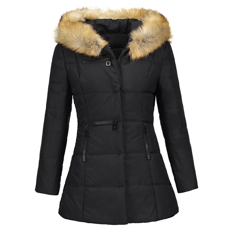 Women Overcoat Warm Windproof Winter Autumn Large Fur Collar Outerwear ...