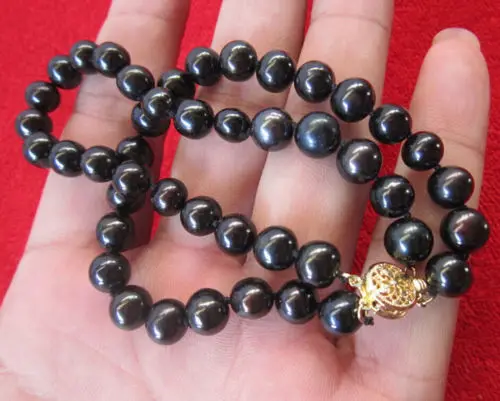 

Free Shipping >>>>> CHARMING 2 ROW 9-10MM AAA TAHITIAN BLACK PEARL BRACELET 7.5" 14K GOLD CLASP