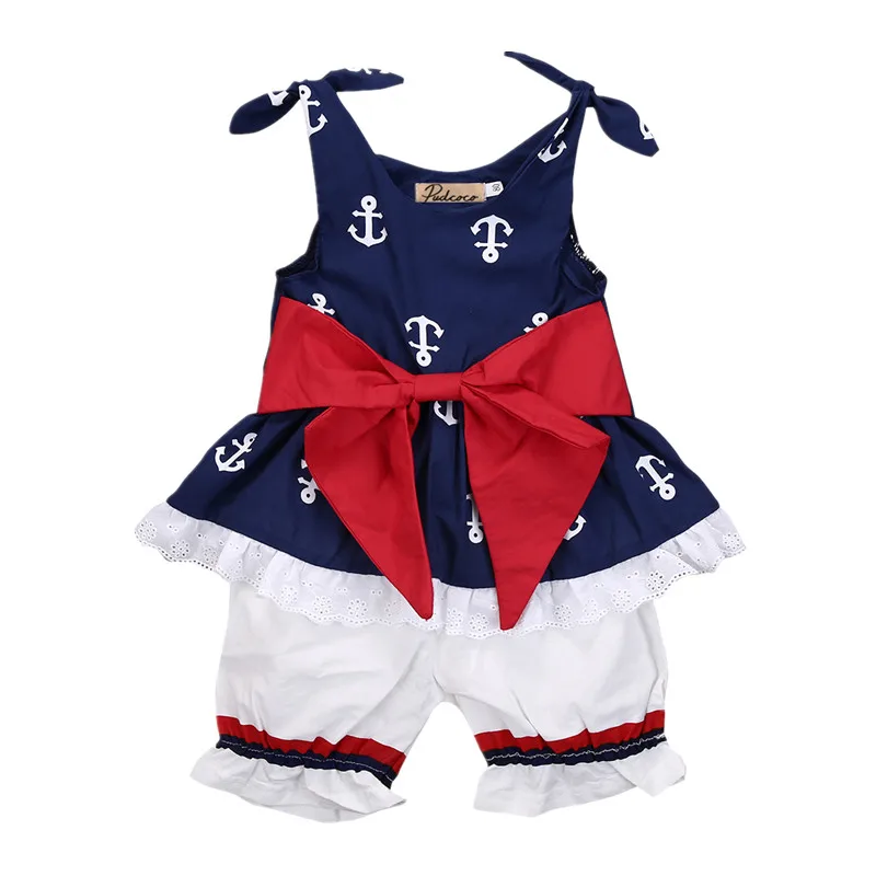 

Newborn Toddler Infant Baby Girl Anchor Tops Vest Dress Shorts pants 2pcs Outfits Set Clothes 0-24M