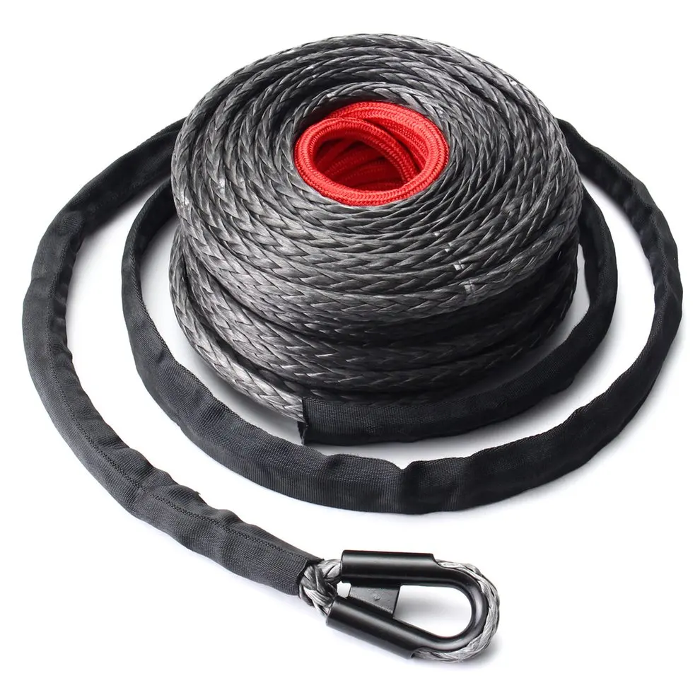 9.5mm*28m Synthetic Winch Line Cable Rope 20500LBs Hook+ Hawse Fairlead For All-Terrain Vehicle Sports Utility Vehicle