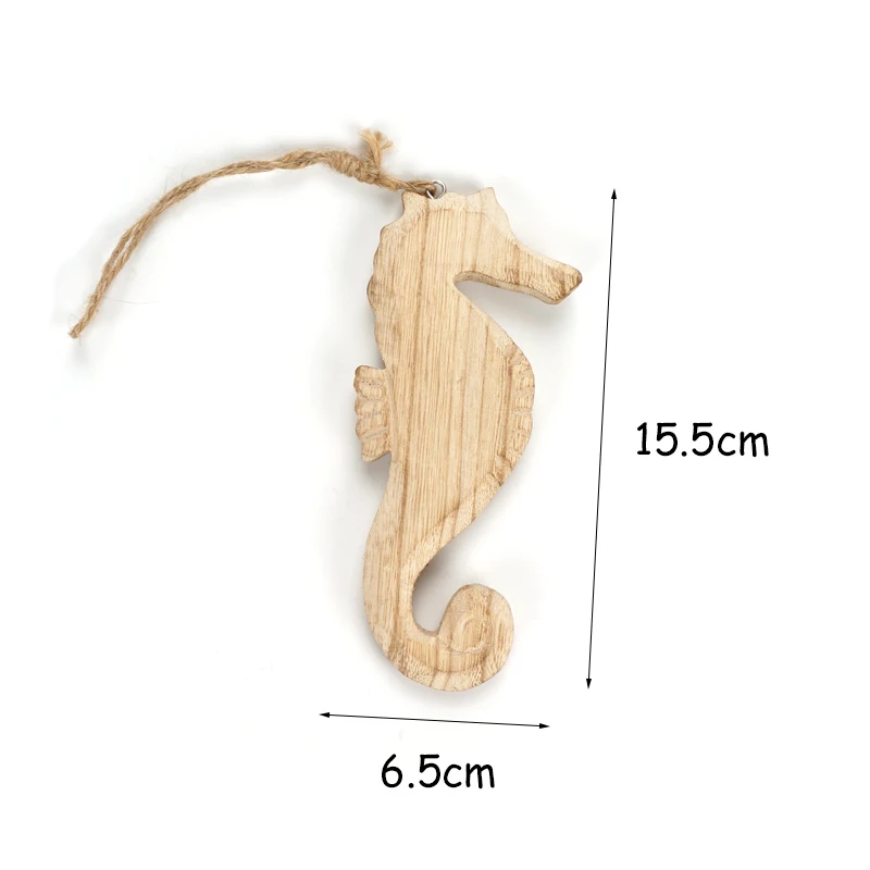 

wood hippocampus Mediterranean Style Wood Crafts Decoration Small Pendant Hanging Carving Marine for Home Ornament seahorse