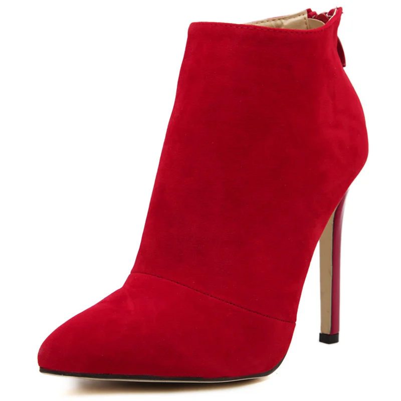 Прямая поставка; фирменный дизайн; однотонные черные женские туфли с острым носком на высоком каблуке-шпильке; женские ботинки; женская обувь; Цвет Красный - Цвет: Красный
