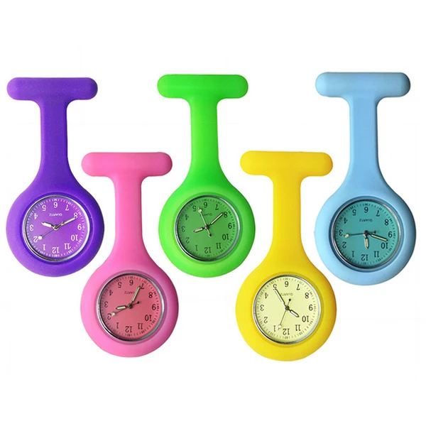 

Free Shipping High Quality Nurse Watches Brand New Silicone Pocket Fob Brooch Nurses Watch Tunic Batteries Medical Quartz Watch