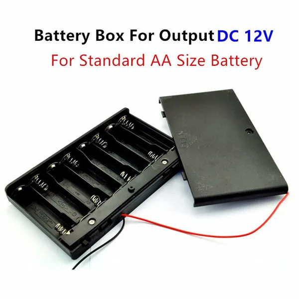 12 вольт Батарея держатель 8 шт. AA Батарея Box Дело с включения/выключения питания провод для Выход DC 12 В