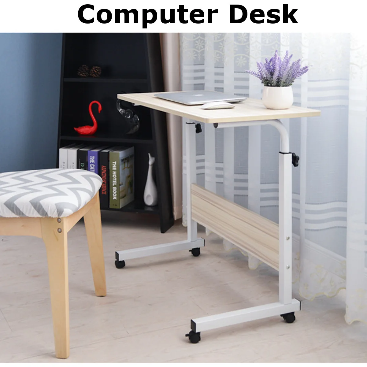 ^Cheap 70-90cm Foldable Computer Desks with roller Laptop PC table Student learning Desk Movable Bed Tray office home Vented Stand