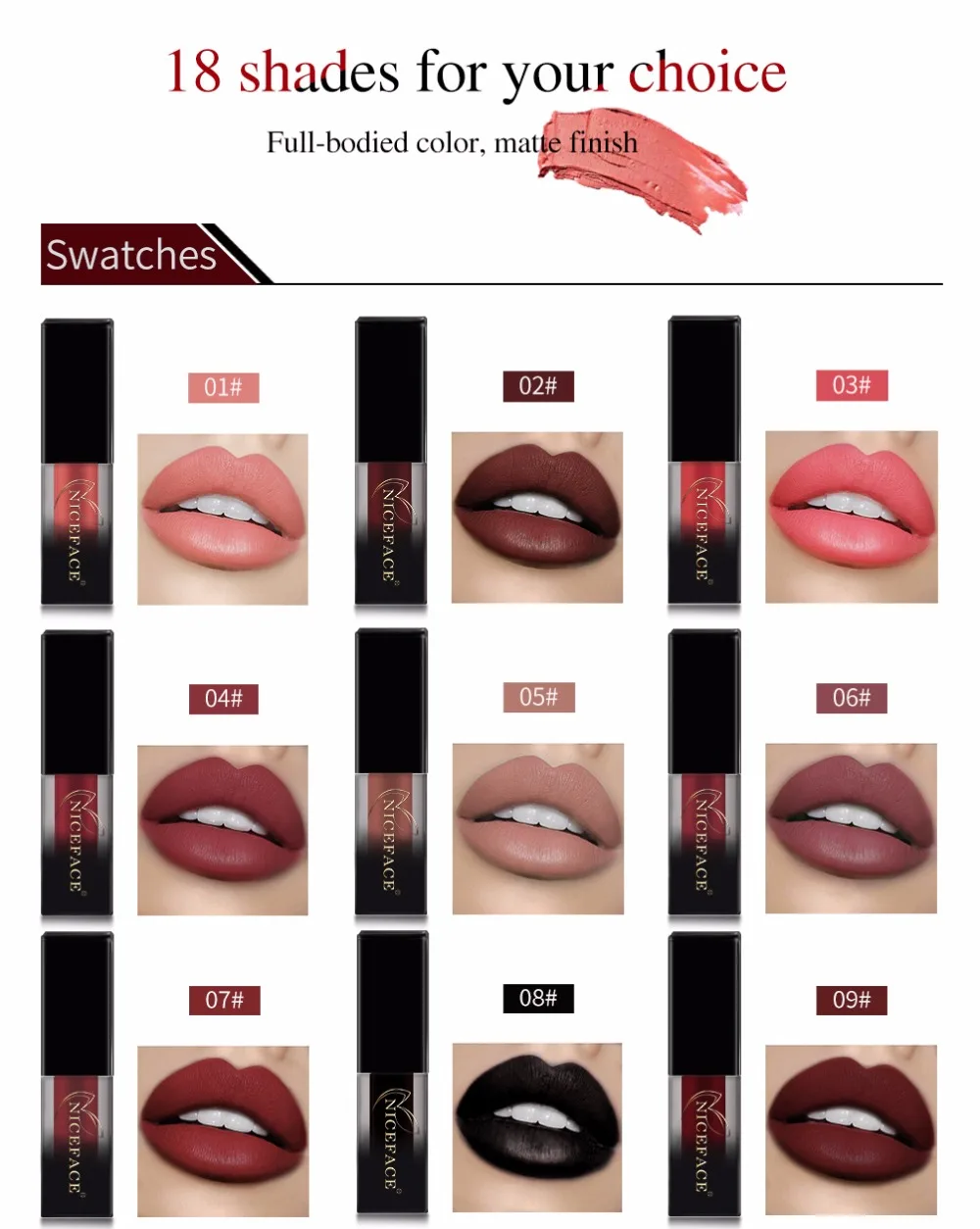 18 Shades Long Lasting Soft Velvet Lips Tint Liquid Lipstick Matte Beauty Cosmetics Sexy Nude Pigment Matte Lip Gloss Make up (4)