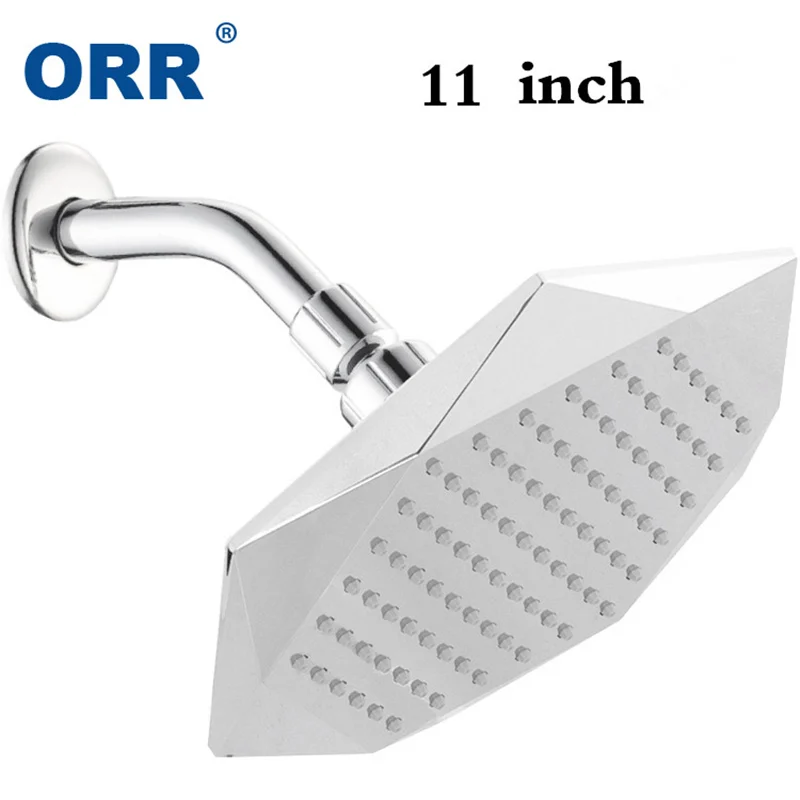 

Luxury Diamond 11" Rainfall Shower Head With Support Arm Bathroom Faucet Overhead Water saving Top spray ceiling Chuva torneira