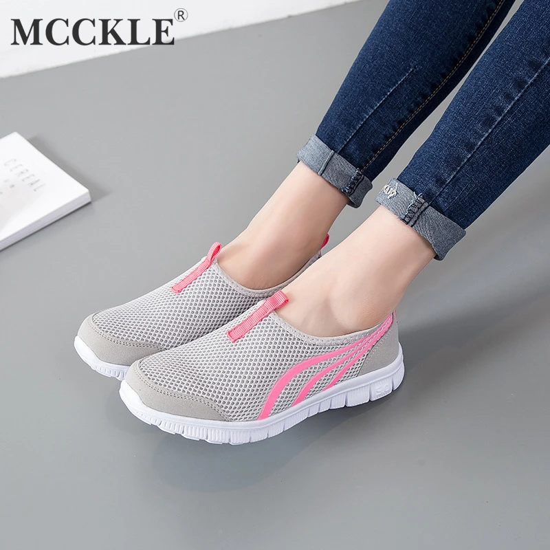 

MCCKLE Women Female Loafers Mesh Breathable Vulcanized Couple Flat Shoes Slip On Network Unisex Footwear Comfortable Shoes